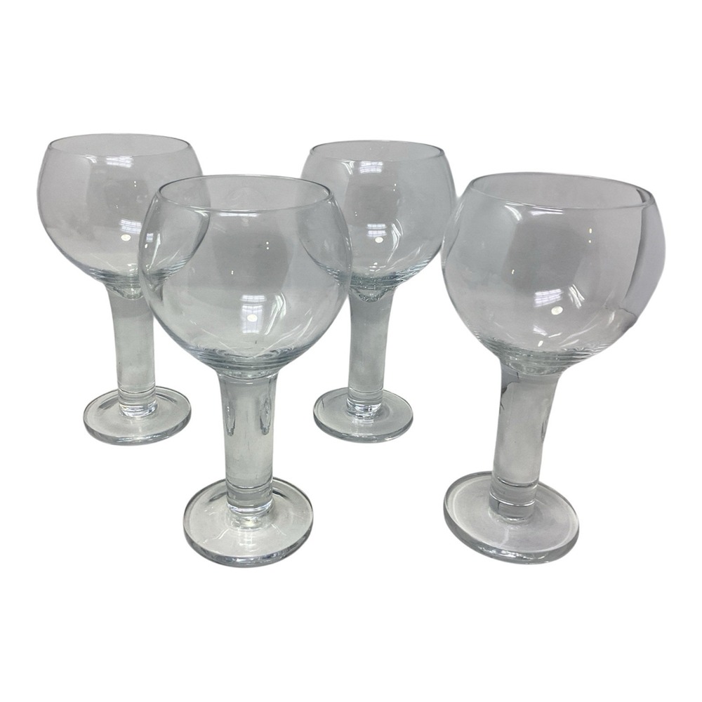 (4) Crate And Barrel "Inga" Thick Stem Clear Wine Glasses